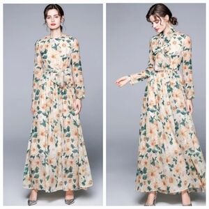 NWT Kaimilan Long Sleeve Floral Sicilian Summer Maxi Dress